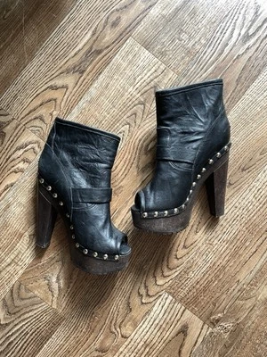 Jimmy Choo Buckled Ankle Boots With Platform Black  38 1/2 Vintage Luxury - Image 1 of 4