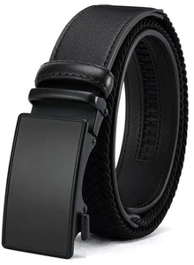 Men's Elastic Leather Ratchet Belt, 38"-42"Waist Adjustable Ratchet Belt Black - Picture 1 of 7