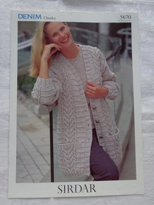 LADIES CHUNKY CARDIGAN  KNITTING  PATTERN  32 " TO  42 "   CHUNKY - Image 1 of 2