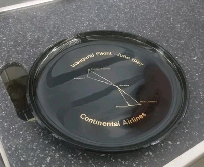 Continental Airlines Inaugural  Flight  June '67  Collector Smoke Glass Plate - Image 1 of 3