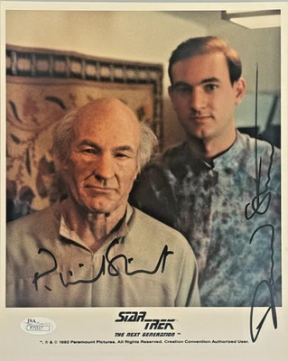 Foto firmada por Patrick Stewart Picard Star Trek TNG 8x10 JSA P75517 con Frascos Foto 1 de 4