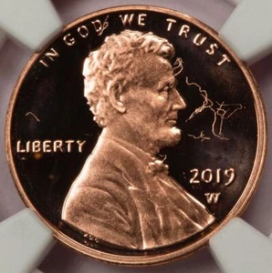 2019 W NGC PF69RD Major Struck Thru Multiple Threads Shield Cent Mint Error WOW - Picture 1 of 5