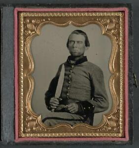 Unidentified Soldier,Confederate Uniform,Bowie Knife,American Civil War,c1861 1