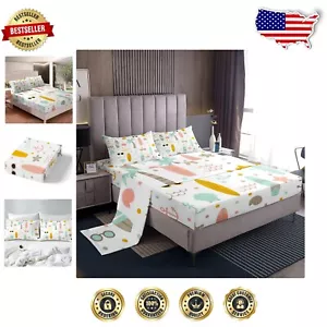 Full Size Nautical Themed Sheet Set - Surfboards & Animals, 400 Thread Count - Picture 1 of 7