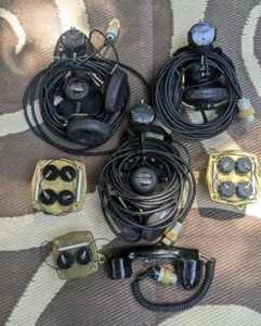 3 DYNALEC H-200/U SOUND POWERED HEADSET-CHEST SET TELEPHONE + HANDSET HOSE MCANN - Picture 1 of 11