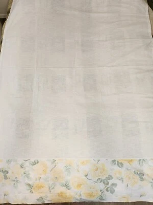 Panel de cortina Simply Shabby blanco amarillo floral varilla lino mezcla de algodón Foto 1 de 4