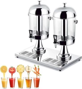 Saftspender Saft-Dispenser Getränkedispenser 2x8 Liter mit Kühlelement Silber - Bild 1 von 11