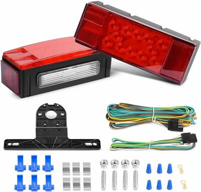 LED Submersible Square Light Kit Trailer Under 80" Tail Stop Brake Boats Marine - Image 1 of 4