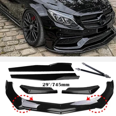 Front Bumper Lip Spoiler Splitter Side Skirt Rear Lip For Mercedes-Benz C180 C - Imagem 1 de 4