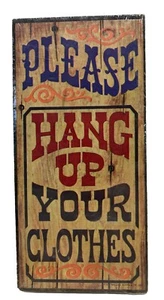 new Vintage 1970s Wallace Berrie Wall Plaque Sign 7" x 3" Hang Up Your Clothes - Picture 1 of 6