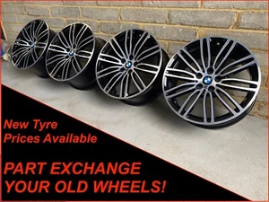 Genuine 19" BMW 5 Series G30 G31 3 4 Series 664M Black Diamond Cut Alloy Wheels - Picture 1 of 5