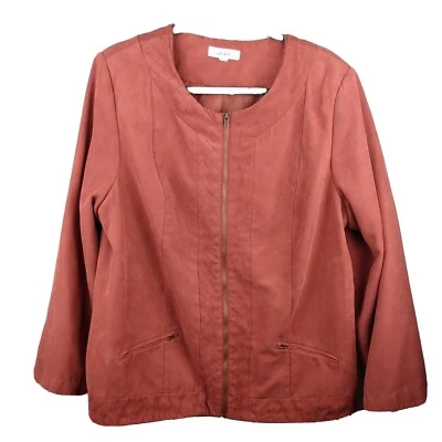 Chaqueta/ablazer de gamuza sintética Dressbarn oxidada para mujer talla 14/16 cremallera manga larga  Foto 1 de 4