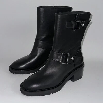 BOTAS STUART WEITZMAN BOOTS Boulevard Moto Cuero Negro Mujer Talla 8 EU 38.5 Foto 1 de 4