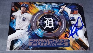 Nick Quintana Signed 2019 Bowman Chrome Auto Card Riley Greene Detroit Tigers 