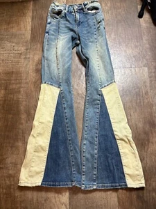 Pantalones de mezclilla Altard State acampanados pierna campana parte inferior para mujer talla 26 x 32 lavado ácido angustiado - Imagen 1 de 7