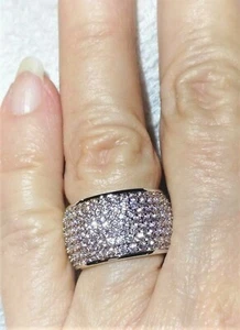 Band Ring 1/2" Wide, Pave Sparkly Cubic Zirconia-Silver-tone-Shiny-3ctw-NWT - Picture 1 of 6