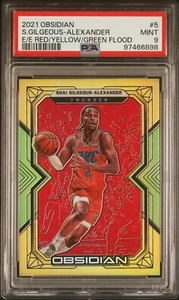 Obsidian Shai Gilgeous-Alexander #5 2021 rojo amarillo verde inundación/99 PSA 9 - Imagen 1 de 2