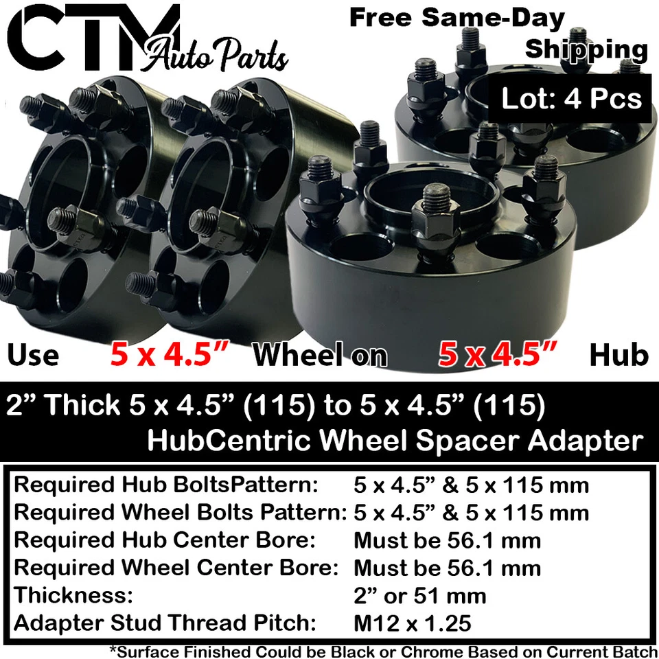 4x 2" 5x4.5" 56.1mm Bore Hubcentric Wheel Adapter Spacer Fit Subaru WRX/Outback - Image 1 of 4