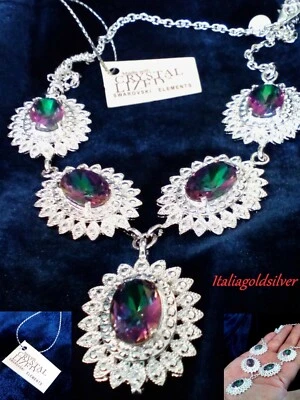 Collana Donna SWAROVSKI ORIGINALI Argento 925 Gioielli Cristalli Sposa diamanti - Immagine 1 di 4