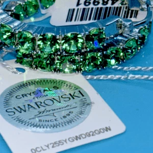 NWT Swarovski Bright green inside out hoop earrings silver large - Picture 1 of 6