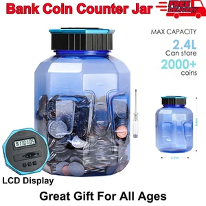 X-Large Digital Piggy Bank Coin Banks for Adults Counter Jar, LCD Display 2.4L - Picture 1 of 13