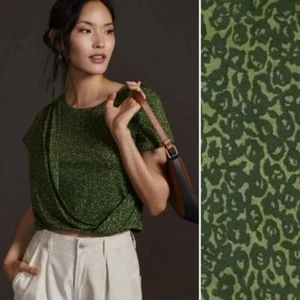 Anthropologie Leopard Print Draped Top Size XS Office Workwear Business Casual - Picture 1 of 9
