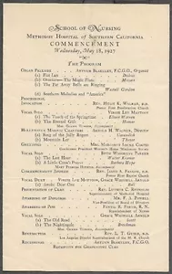 1927 PROGRAMA DE GRADUACIÓN Hospital Metodista del Sur de California ESCUELA DE ENFERMERÍA - Imagen 1 de 2