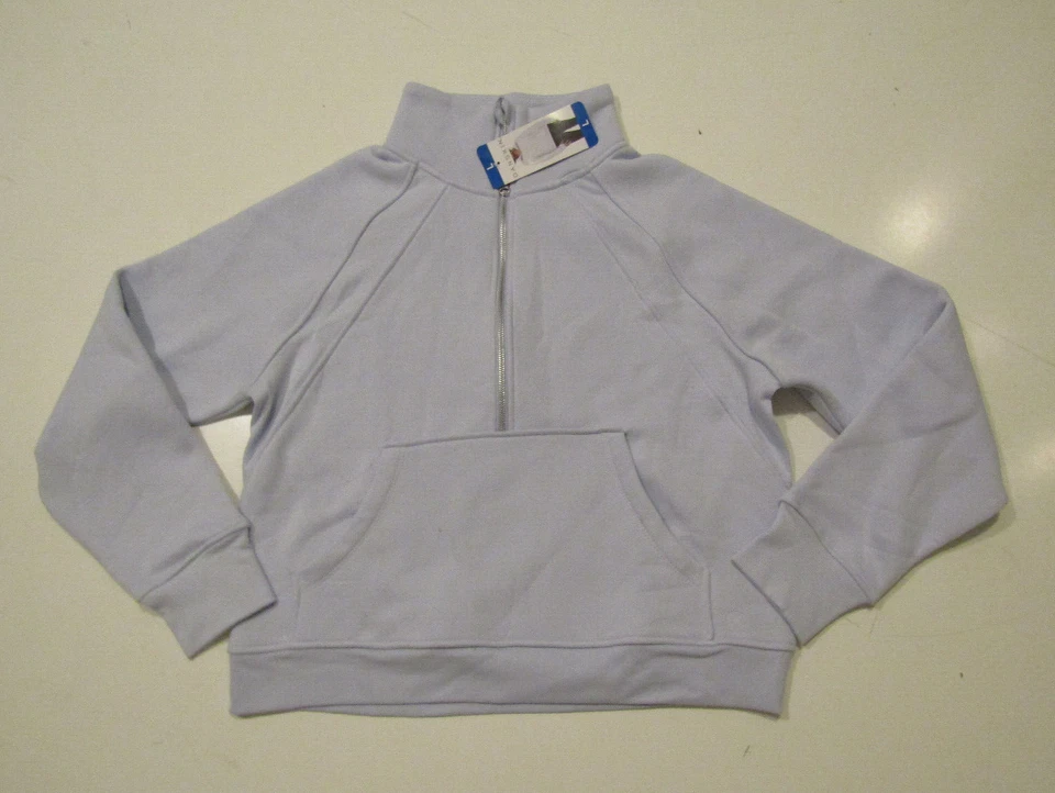 Danskin Mixed Rib Half Zip Jacket Women's Large Halogen Blue Pullover Sweatshirt