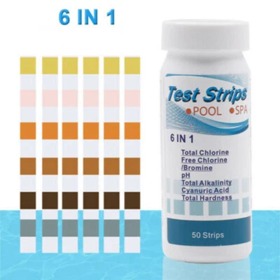 50-200X 6in1 pH Wert Schwimmbad Spa Teststreifen Wassertest  Pool Wasserqualität - Bild 1 von 4