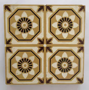 Antique three-colour Encaustic Floor tiles 6 x 6” – Stoke on Trent - 1 of 2 - Picture 1 of 3