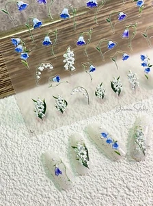 Adesivo nail art giglio della valle floreale autoadesivo decalcomania fiore design unghie - Foto 1 di 4