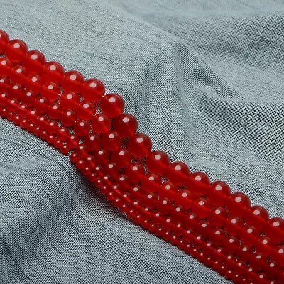 AD BEADS Natural Malay Red Jade Smooth Round Loose Beads 15" 4mm 6mm 8mm 10mm 12mm