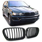 Pair Matte Black Front Bumper Grille Grill Cover Fit For Bmw X5 E53 1998-2003