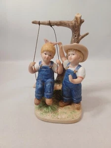 Denim Days Homco Summer Days Swing #8896 Porcelain Figurine 1985 Retired - Picture 1 of 8