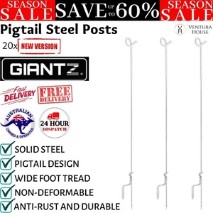 Giantz 20x Electric Fence Pigtail Posts Steel Tape Fencing Insulated with PP New - Picture 1 of 12