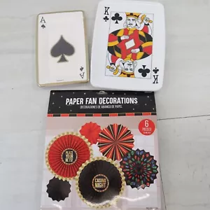 Hanging Casino Party Tissue Decoration Kit Paper Fans, Card plates, & Platter - Picture 1 of 11