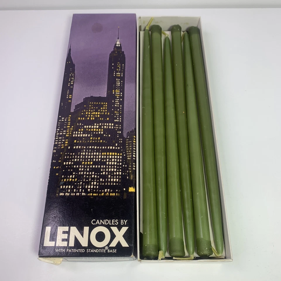Velas Lenox vintage 14 pequeños conos sumergidos a mano aguacate verde 10” 505 años 70’s Foto 1 de 4