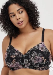 NWT TORRID Wire-Free Lightly Lined HIBISCUS FLORAL Printed LACE BRA Sze 40C Sexy - Picture 1 of 7