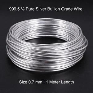 0.7 mm 1 Meter Solid Silver Bullion Grade Wire 999.5% Purity Jewellery Making - Picture 1 of 2