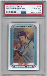1976 KELLOGG'S # 53 THURMAN MUNSON ☆RARE☆ NEW YORK YANKEES PSA 10 GEM-MINT - Picture 1 of 1