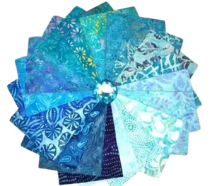 20 cuartos de grasa métricos con impresión de cera teñida a mano Batik Ocean Marine - Imagen 1 de 3