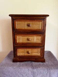 Minature Bamboo/Wicker Chest With 3 Drawers - Picture 1 of 4