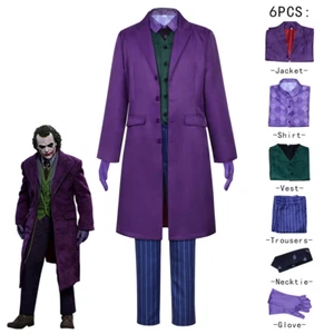 Batman The Dark Knight Joker Costume Halloween Party Full Outfits Men - Picture 1 of 15