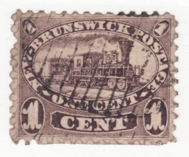 1860 New Brunswick Sc #6a - Used 1¢ postage stamp, locomotive - Image 1 of 1