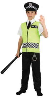 WICKED COSTUMES LTD Policeman + Hat Boys Fancy Dress Police Cop Uniform Kids Childs Costume Outfit