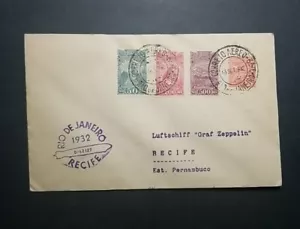 1932 LZ-127 Graf Zeppelin Volado Brasil Recife/Río Postal Historia Cubierta - Imagen 1 de 2