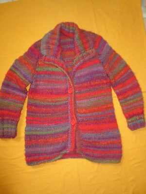 Strickjacke handgestrickt 53%Wolla ROT handmade Oversize Strickmantel Olympia - Bild 1 von 4