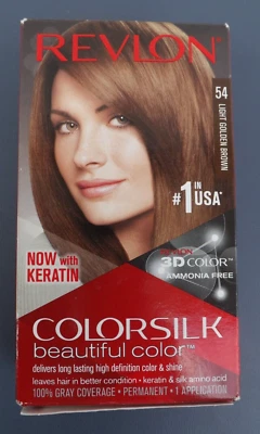 REVLON COLORSILK #54 LIGHT GOLDEN BROWN NO AMMONIA PERMANENT HAIR COLOR HAIR DYE - Image 1 of 4