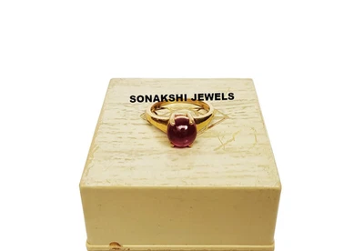 Индийский рубин кабошон классическое кольцо серебро круглый кабошон рубин коктейльное кольцо - Изображение 1 из 4