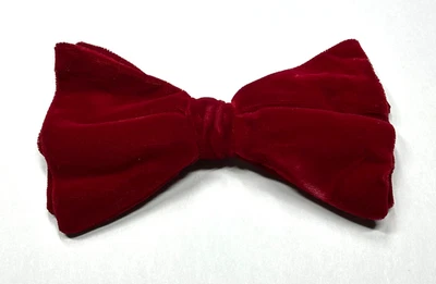Clip de pajarita Beau vintage resistente al óxido ancho arándano rojo terciopelo Foto 1 de 4